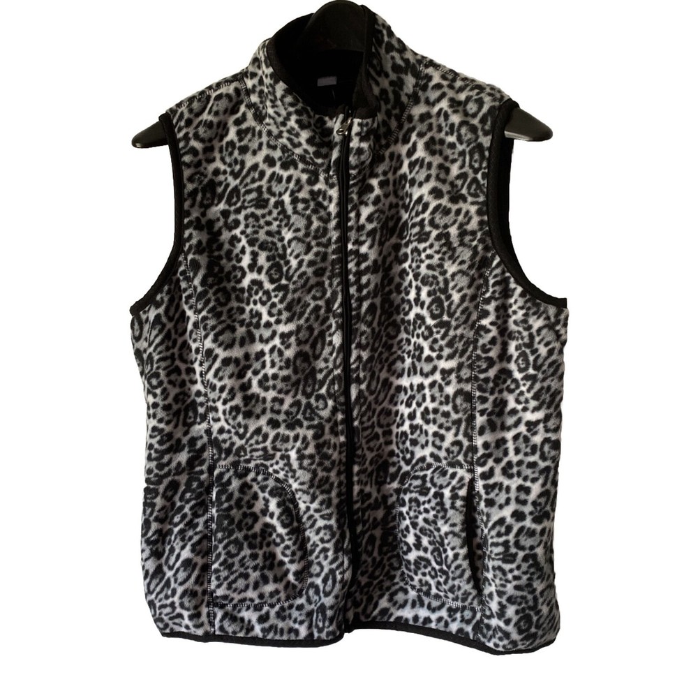 Sears Missy Reversible Leopard Print Black Vest NWT Fall Winter XL - Picture 1 of 4